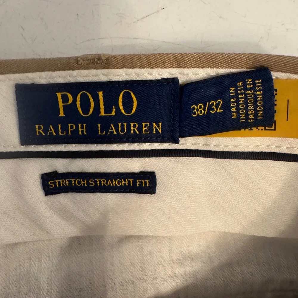 Polo Ralph Lauren Pants Mens 38x32 Khaki Tan Stretch Straight Fit Chino
